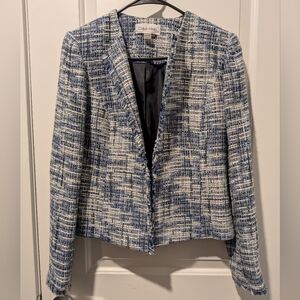 Calvin Klein Women's Blue and White Tweed Jacket